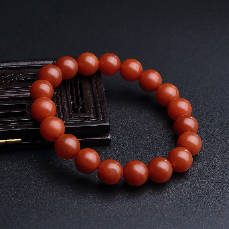 保山柿子红南红圆珠手串 - 红掌柜