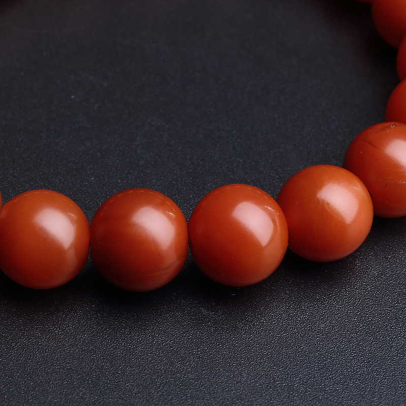 云南保山柿子红南红手串 - 红掌柜