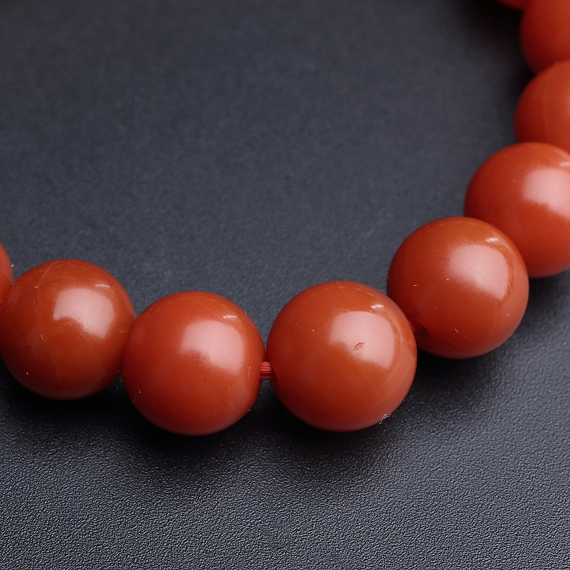 云南保山柿子红南红手串 - 红掌柜