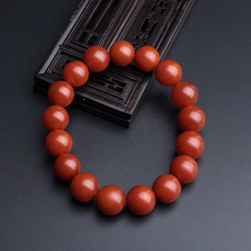 云南保山柿子红南红圆珠手串 - 红掌柜