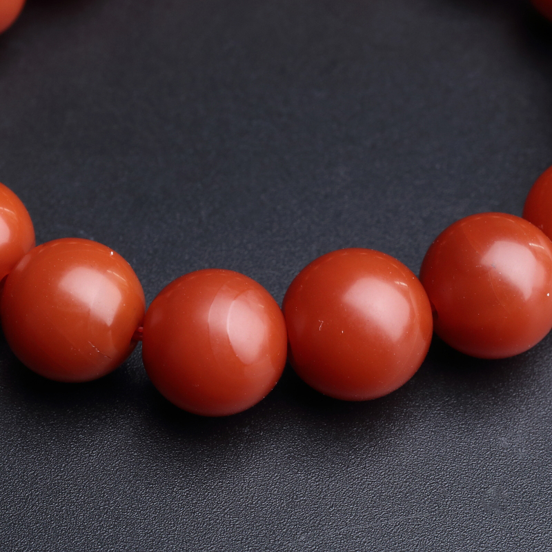 云南保山柿子红南红手串 - 红掌柜