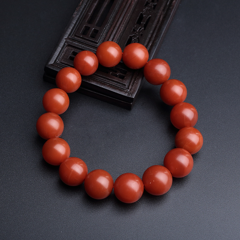 云南保山柿子红南红圆珠手串 - 红掌柜