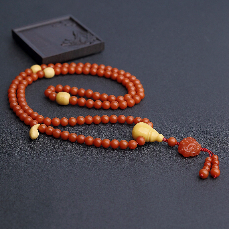 保山柿子红南红佛珠-红掌柜