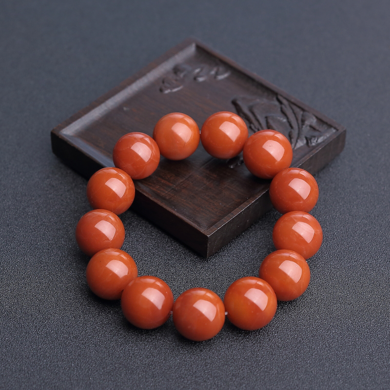 天然保山南红圆珠手串 - 红掌柜
