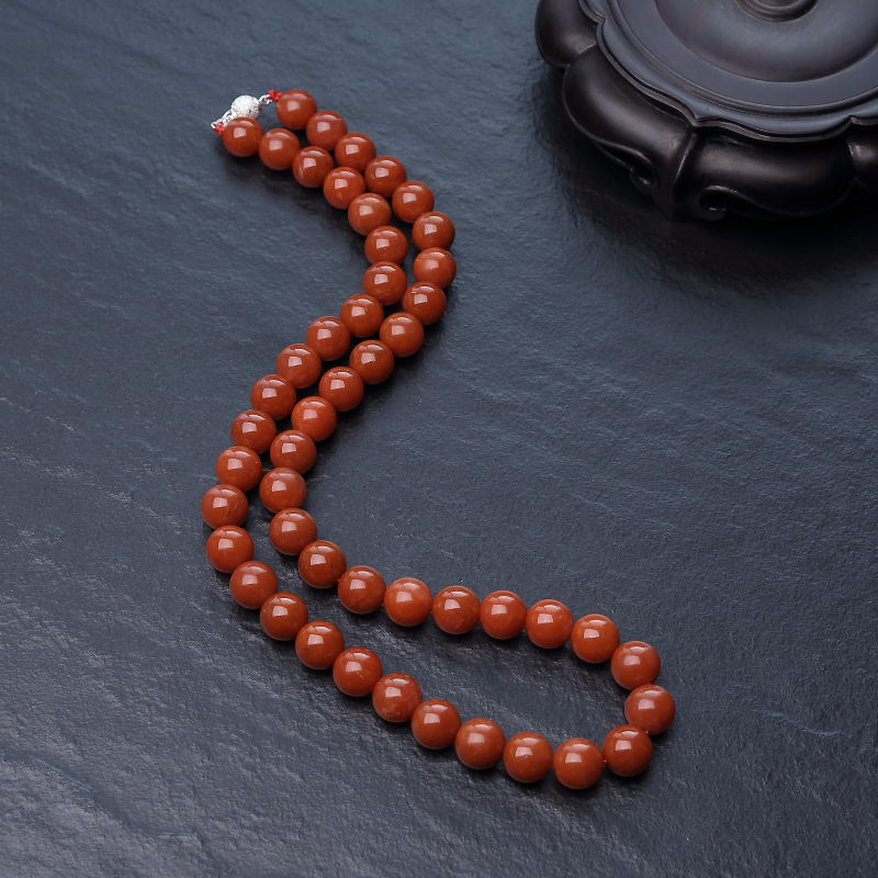 11.5mm柿子红南红项链-红掌柜