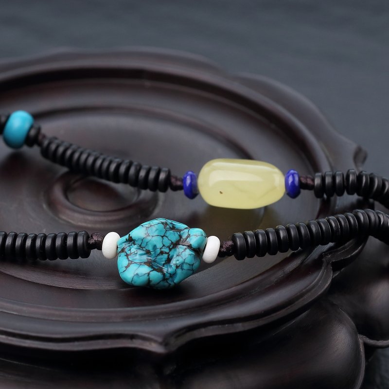 天然柿子红南红回纹珠项链-红掌柜