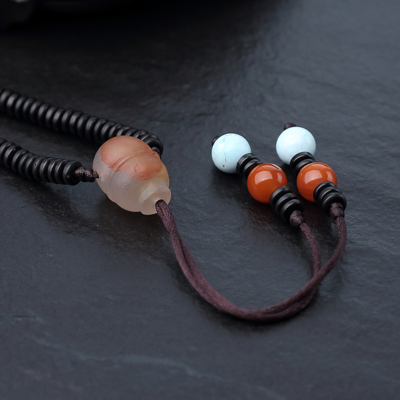 四川柿子红南红回纹珠项链-红掌柜