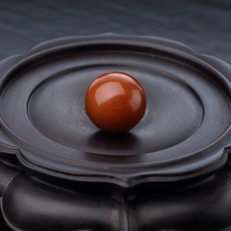 天然柿子红南红圆珠-红掌柜