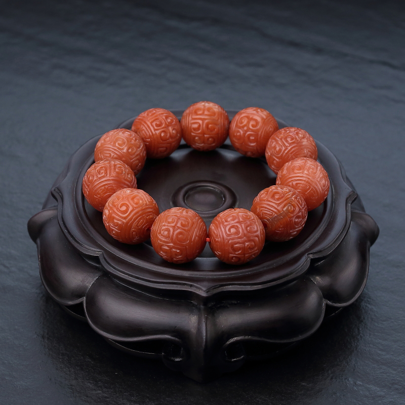 南红回纹珠手串-红掌柜