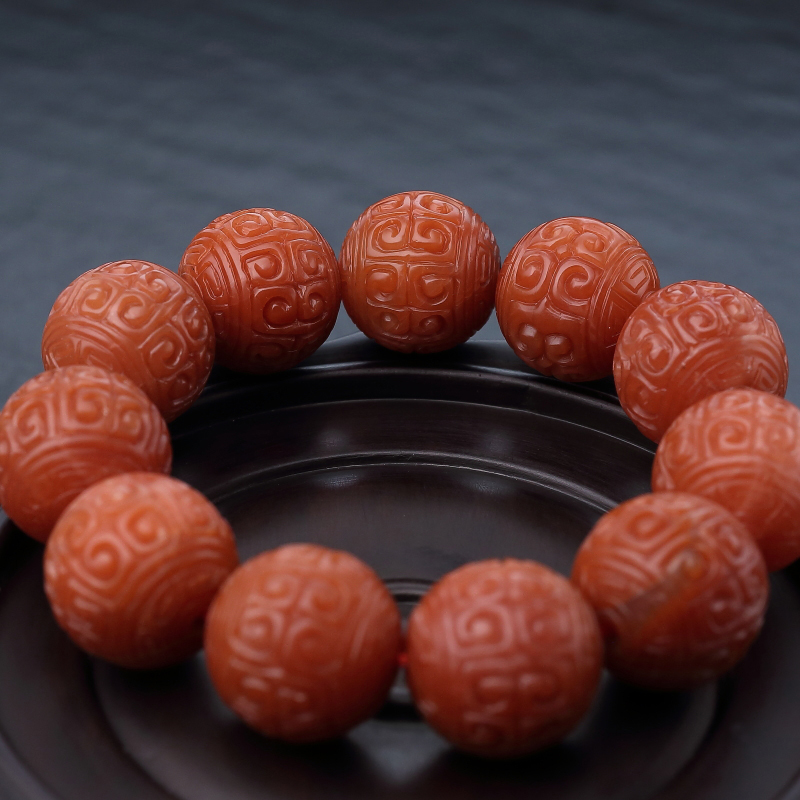 保山南红回纹珠手串-红掌柜