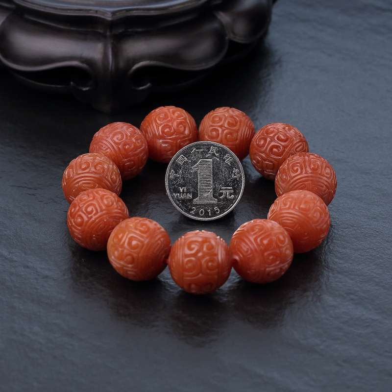 南红回纹珠手串-红掌柜