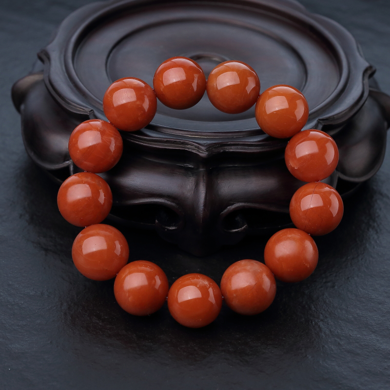 16mm柿子红南红单圈手串-红掌柜