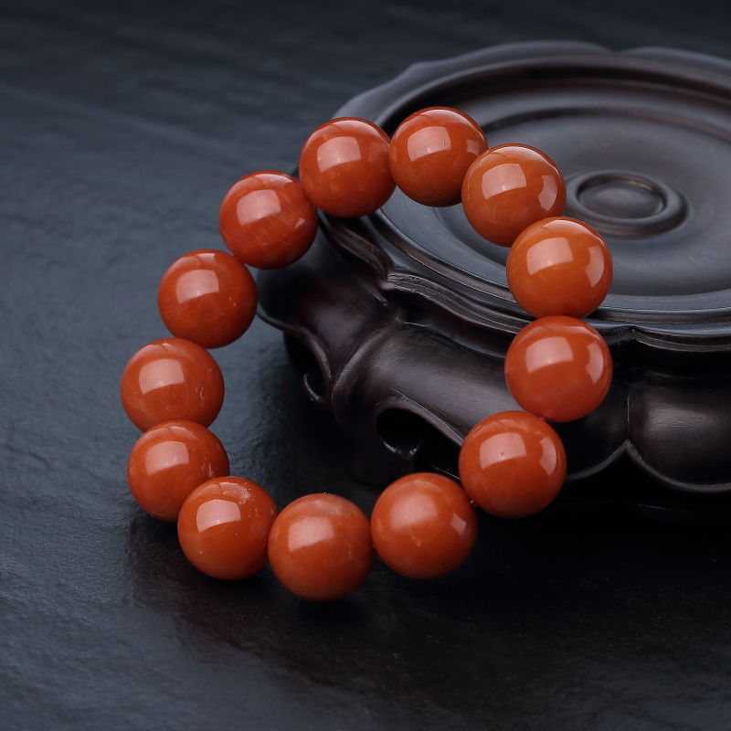 柿子红南红单圈手串-红掌柜