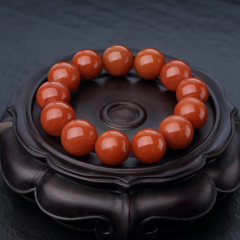 天然南红单圈手串-红掌柜