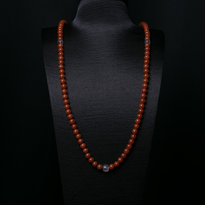 9mm柿子红南红108佛珠-红掌柜