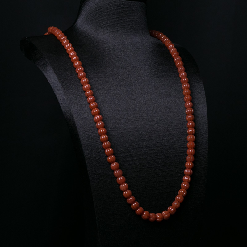 天然柿子红南红南瓜珠长链-红掌柜