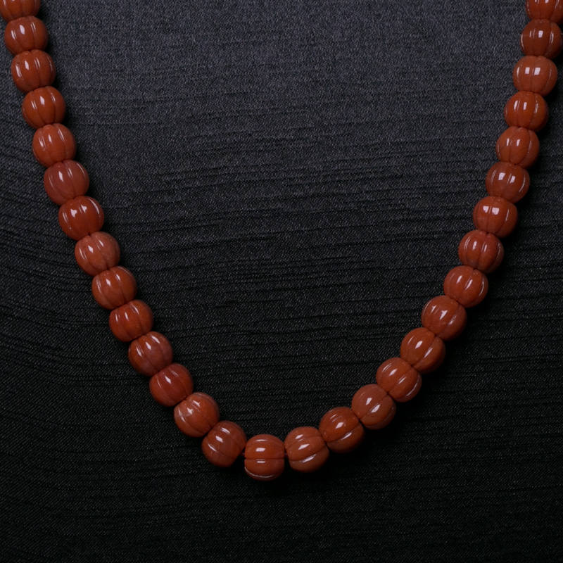天然南红南瓜珠长链-红掌柜