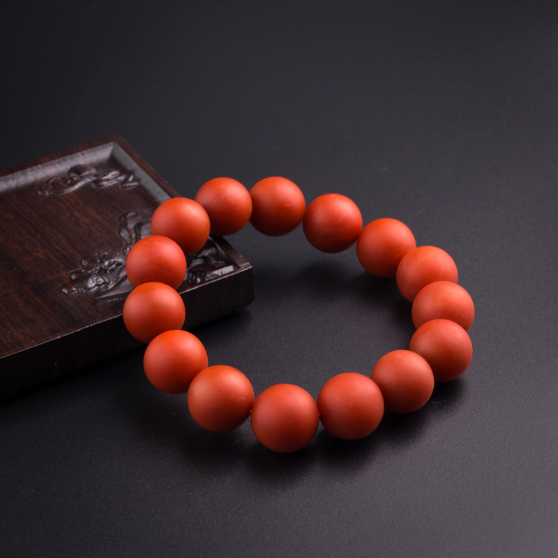 云南保山柿子红南红手串-红掌柜