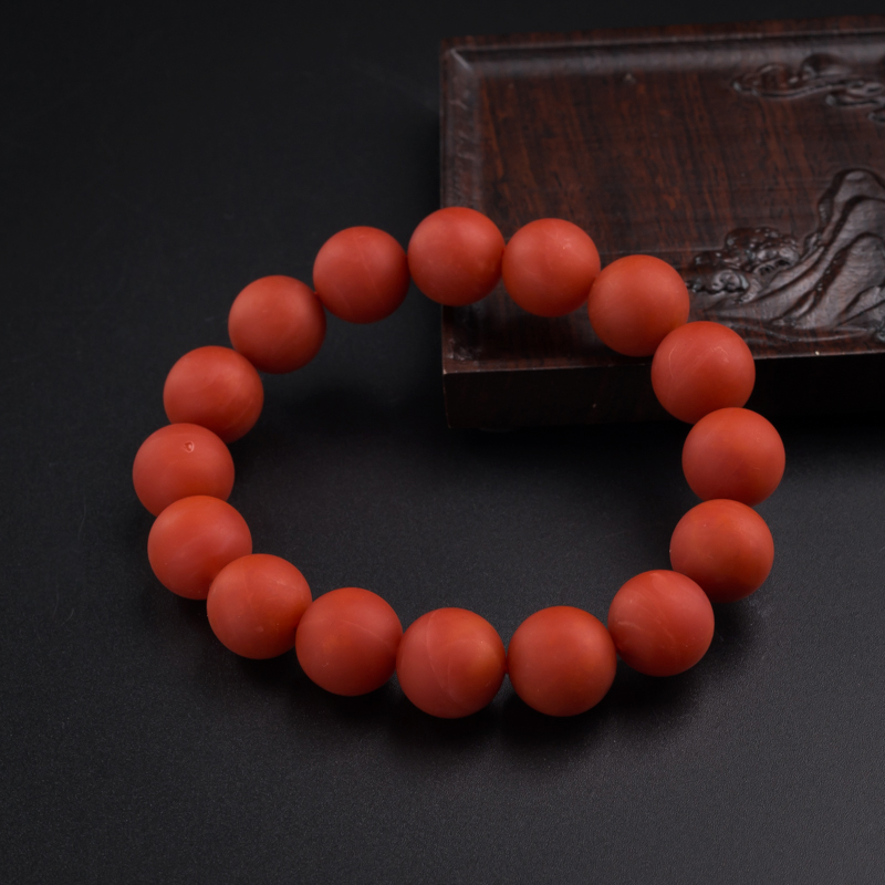 云南天然柿子红南红手串-红掌柜