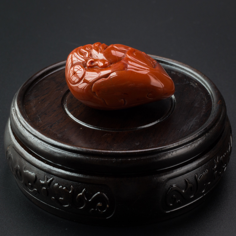 川料九口天然柿子红南红吊坠-红掌柜