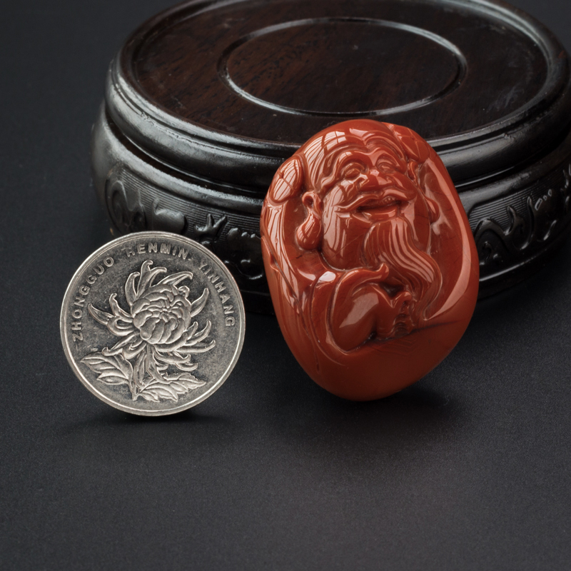 柿子红南红财神吊坠-红掌柜