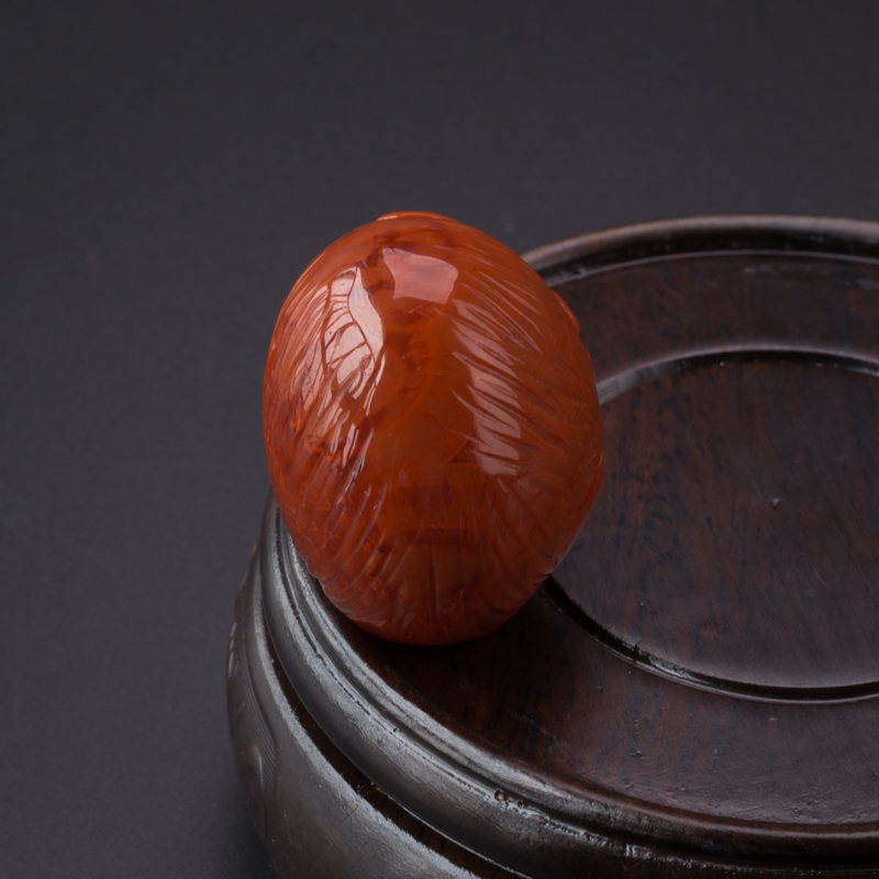 九口柿子红南红兽头吊坠-红掌柜