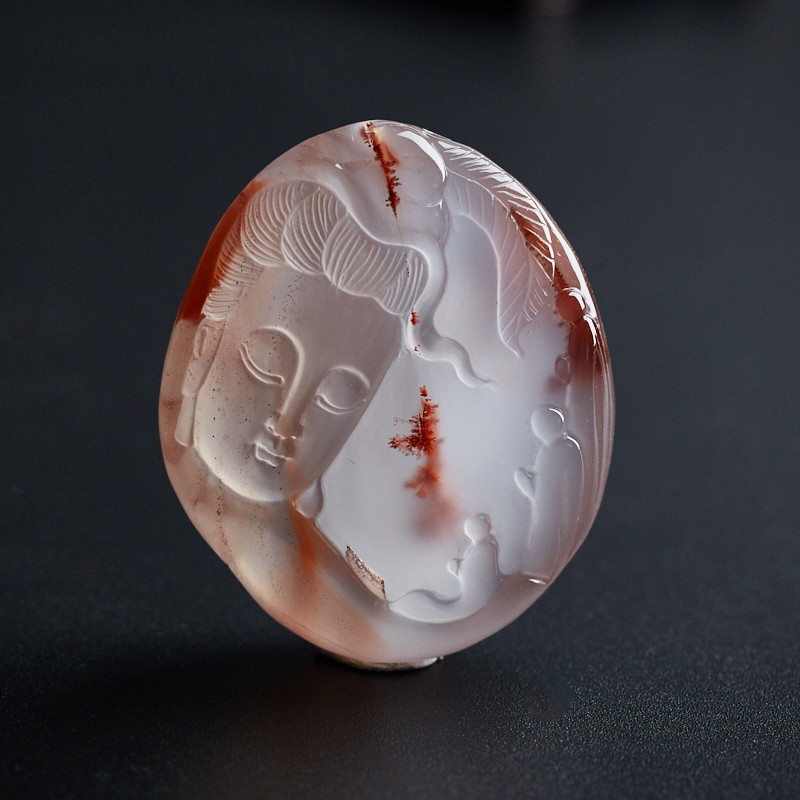 九口冰飘南红观音吊坠-红掌柜