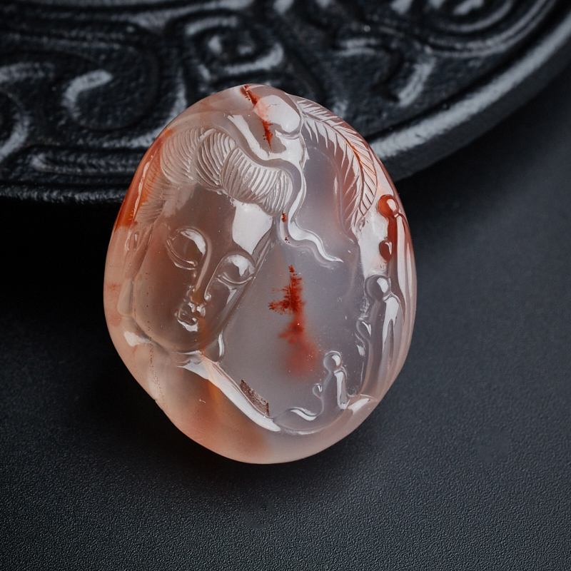 天然南红观音吊坠-红掌柜