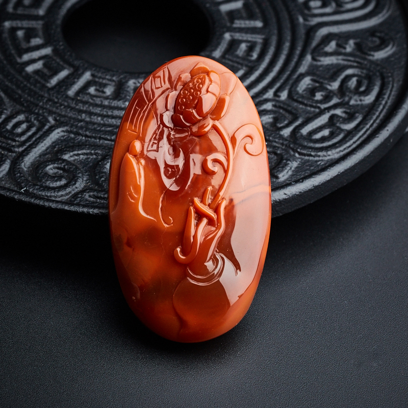 柿子红南红悟道吊坠-红掌柜