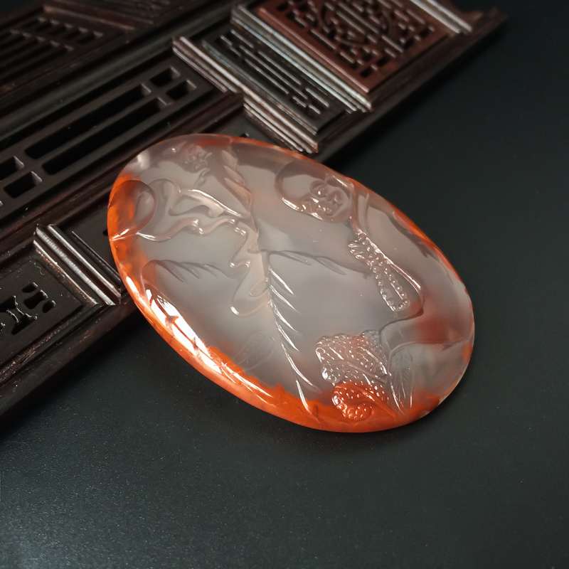 九口南红禅修吊坠-红掌柜