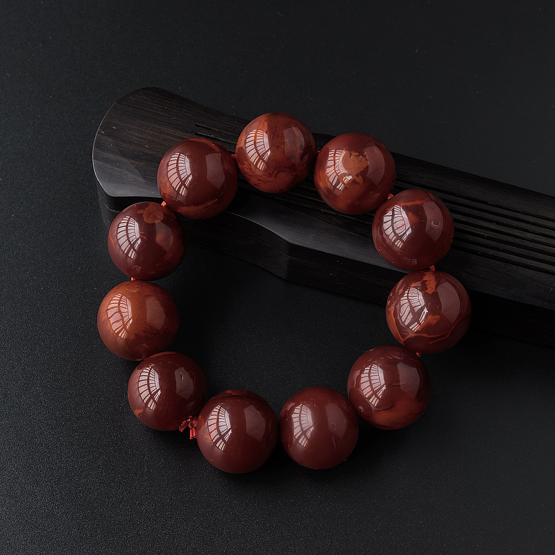 川料火焰纹南红手串-红掌柜