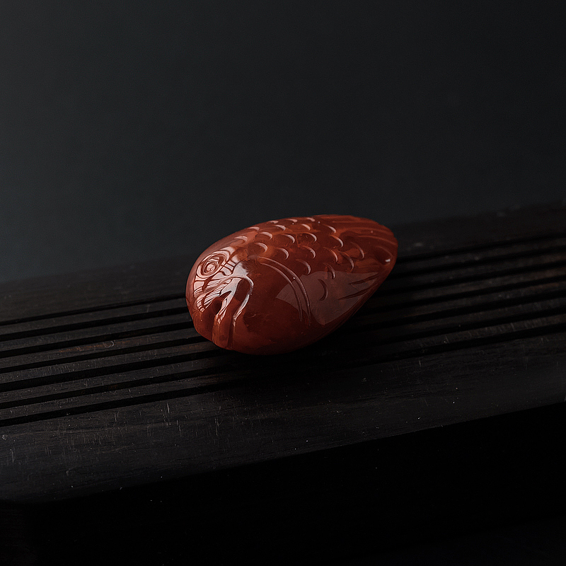 川料南红鱼吊坠-红掌柜