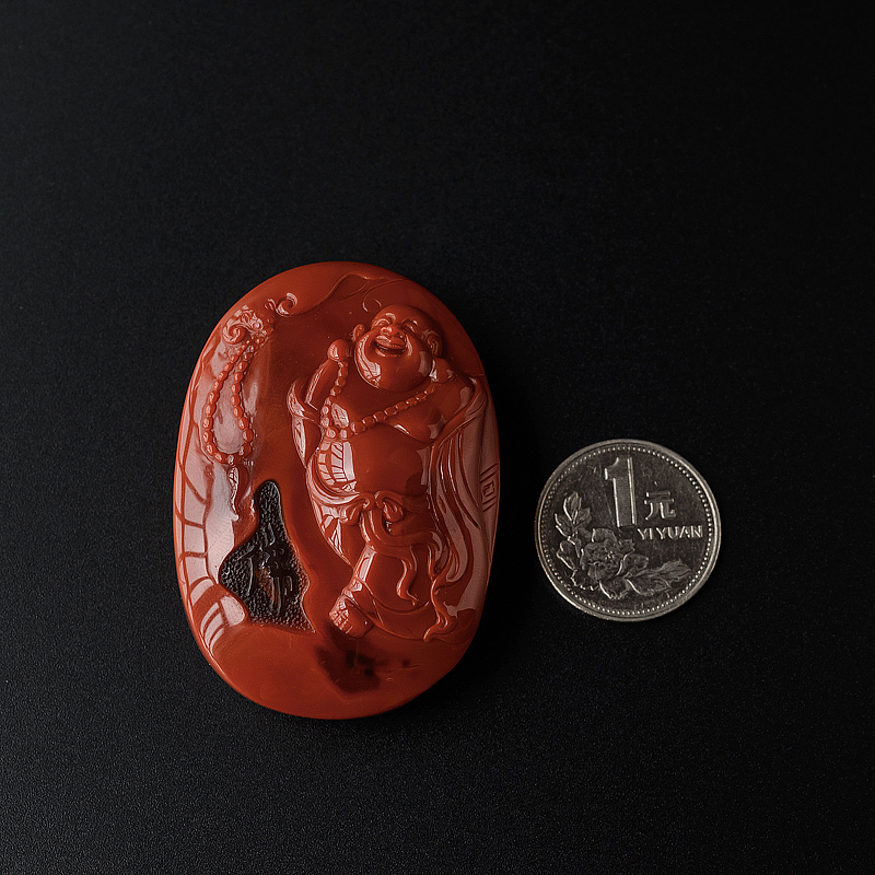 川料柿子红南红弥勒佛-红掌柜