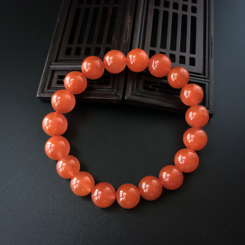 10.5mm樱桃红南红手串-红掌柜