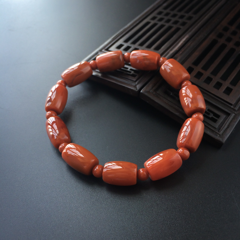 南红桶珠手串-红掌柜