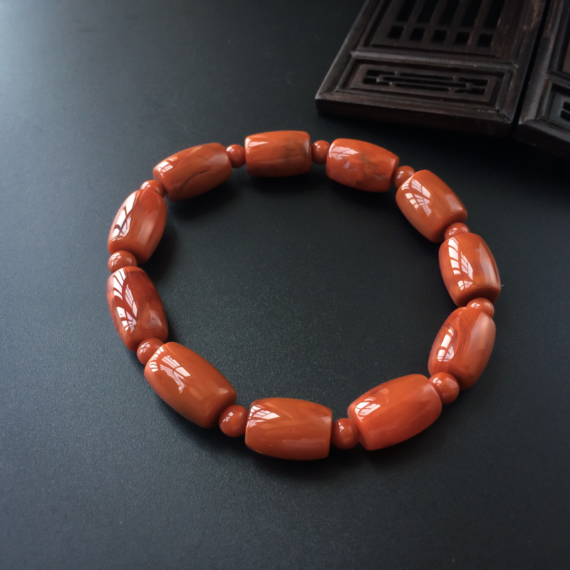 柿子红南红桶珠-红掌柜