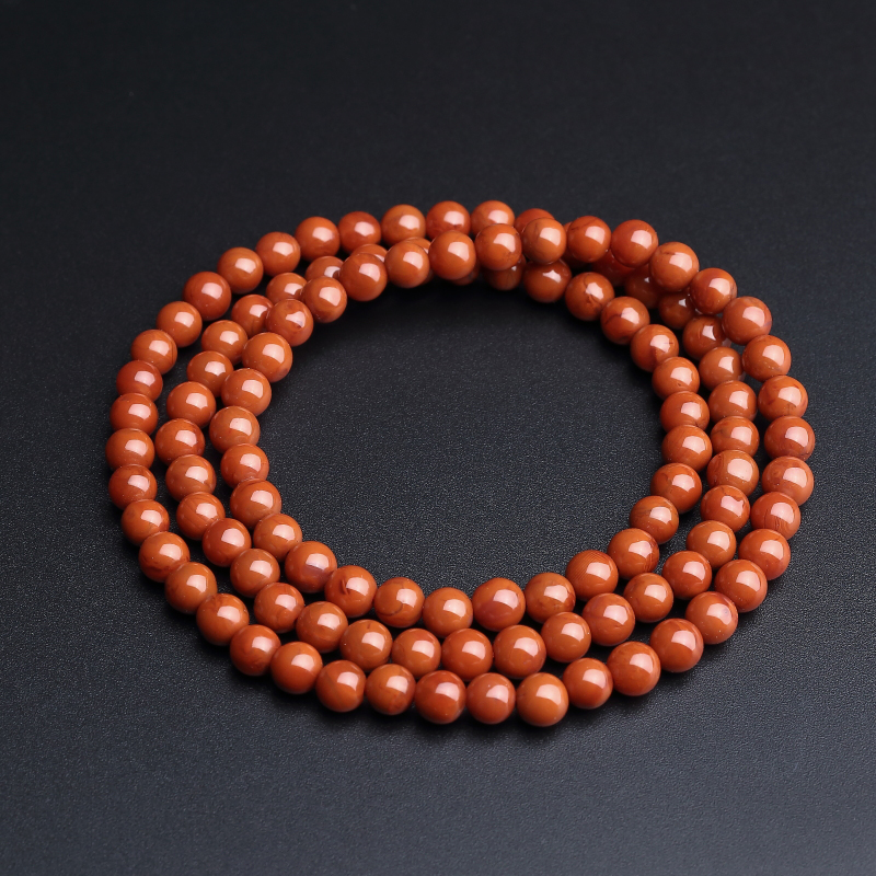 5.5mm玫瑰红南红佛珠-红掌柜