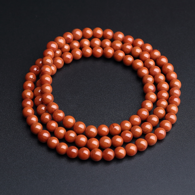 玫瑰红南红佛珠-红掌柜