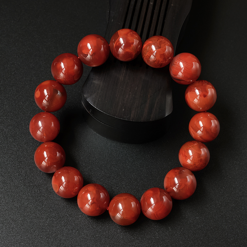 柿子红南红手串-红掌柜