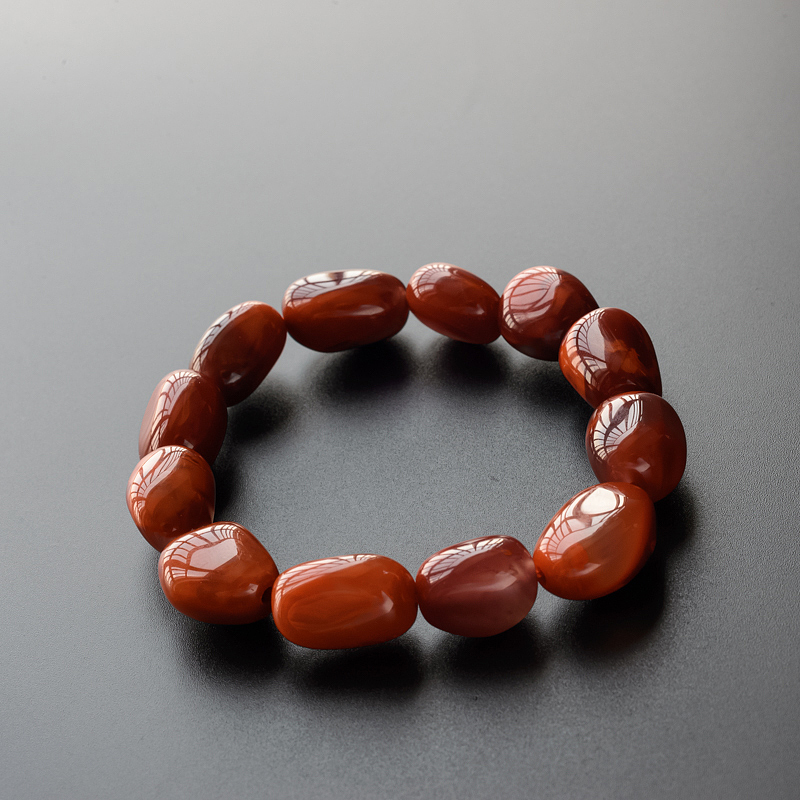 川料柿子红南红随形手串-红掌柜