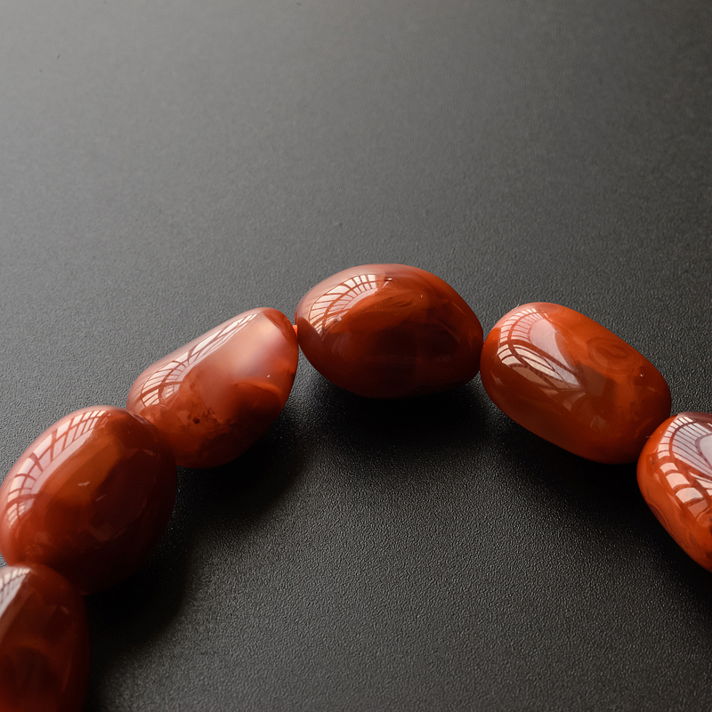 川料天然柿子红南红手串-红掌柜