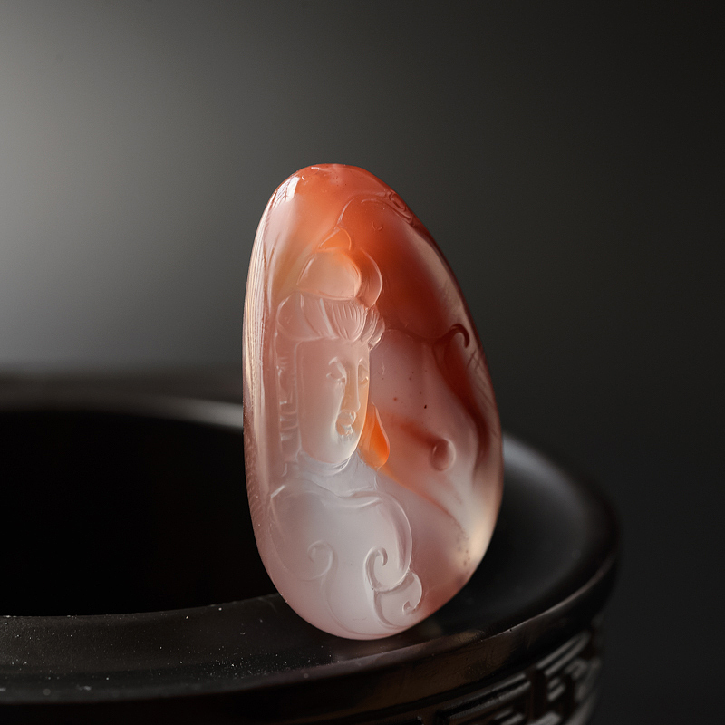 川料冰飘南红观音吊坠-红掌柜