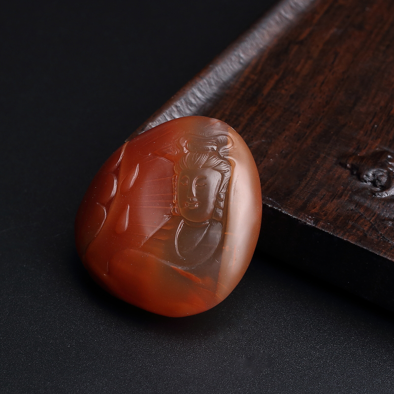 四川柿子红南红观音吊坠-红掌柜