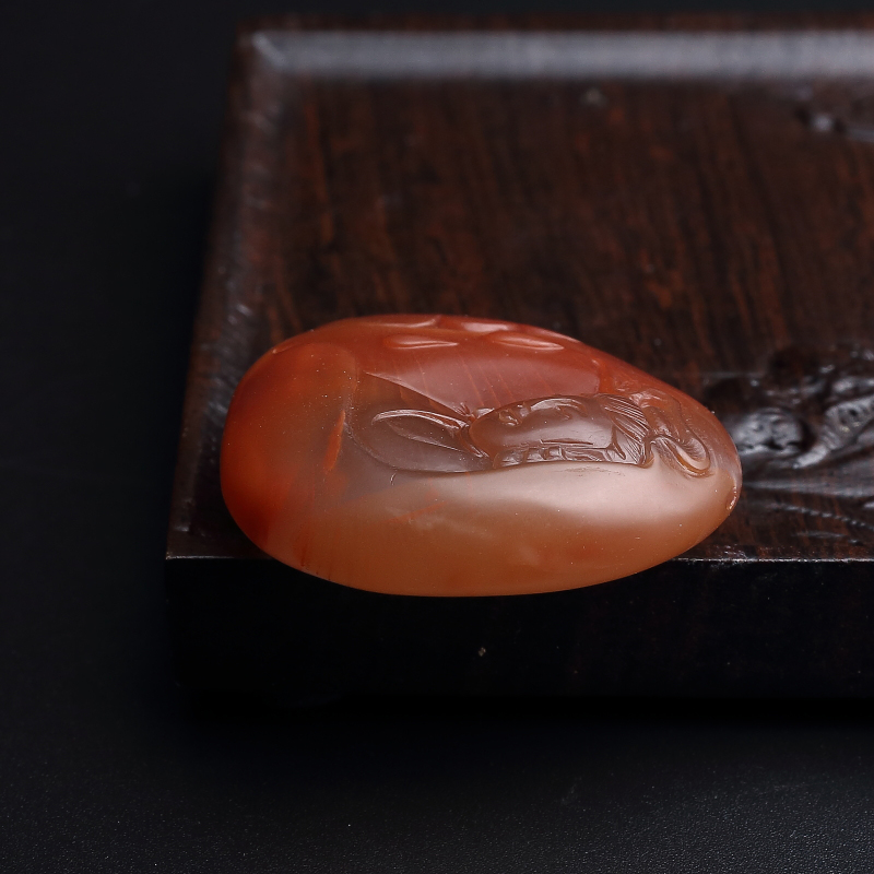 四川冻料柿子红南红吊坠-红掌柜