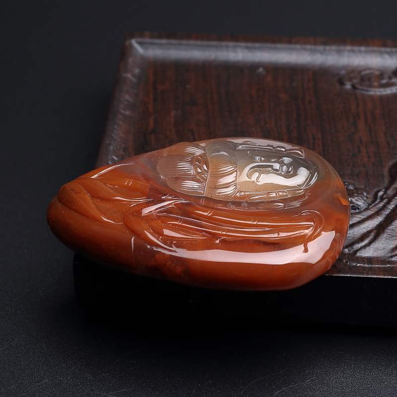 四川冻料柿子红南红吊坠-红掌柜