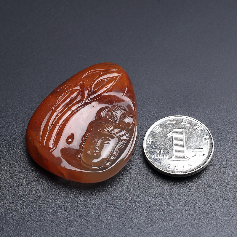 冻料柿子红南红吊坠-红掌柜