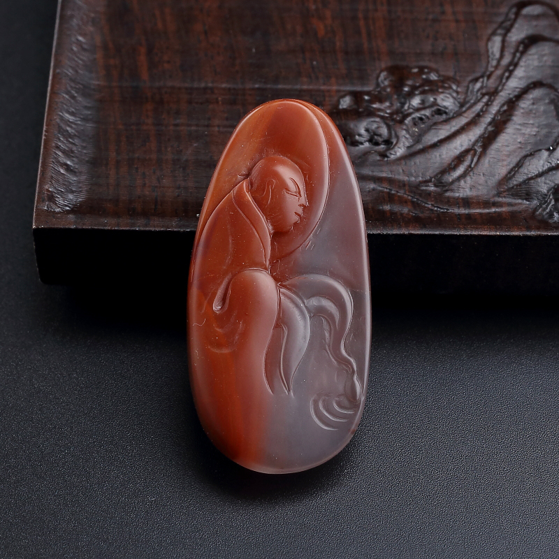 四川冻料柿子红南红悟道吊坠-红掌柜