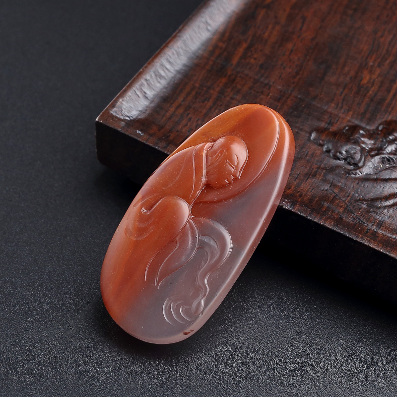 四川柿子红南红悟道吊坠-红掌柜