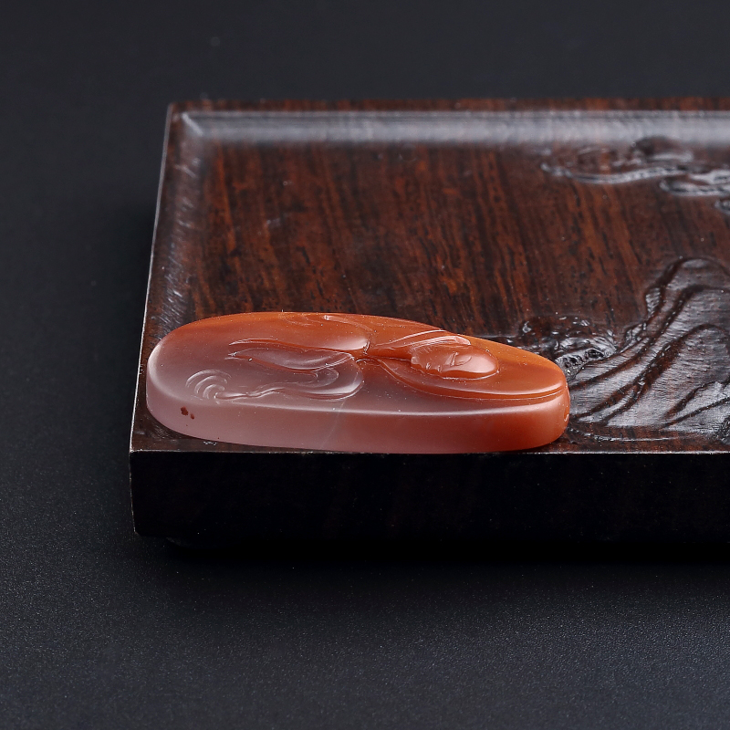 四川冻料柿子红南红吊坠-红掌柜