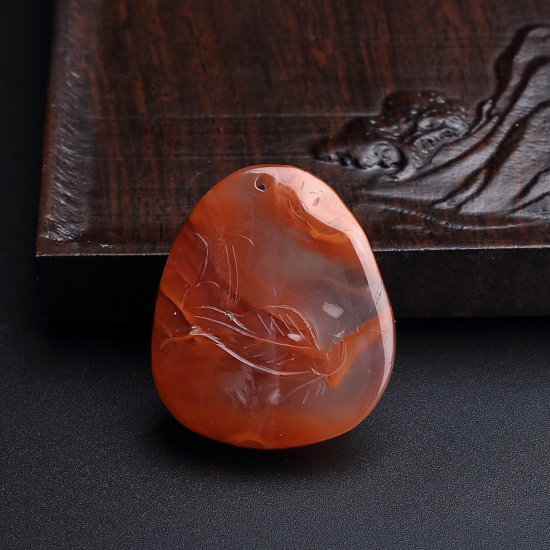 川料天然柿子红南红花吊坠-红掌柜